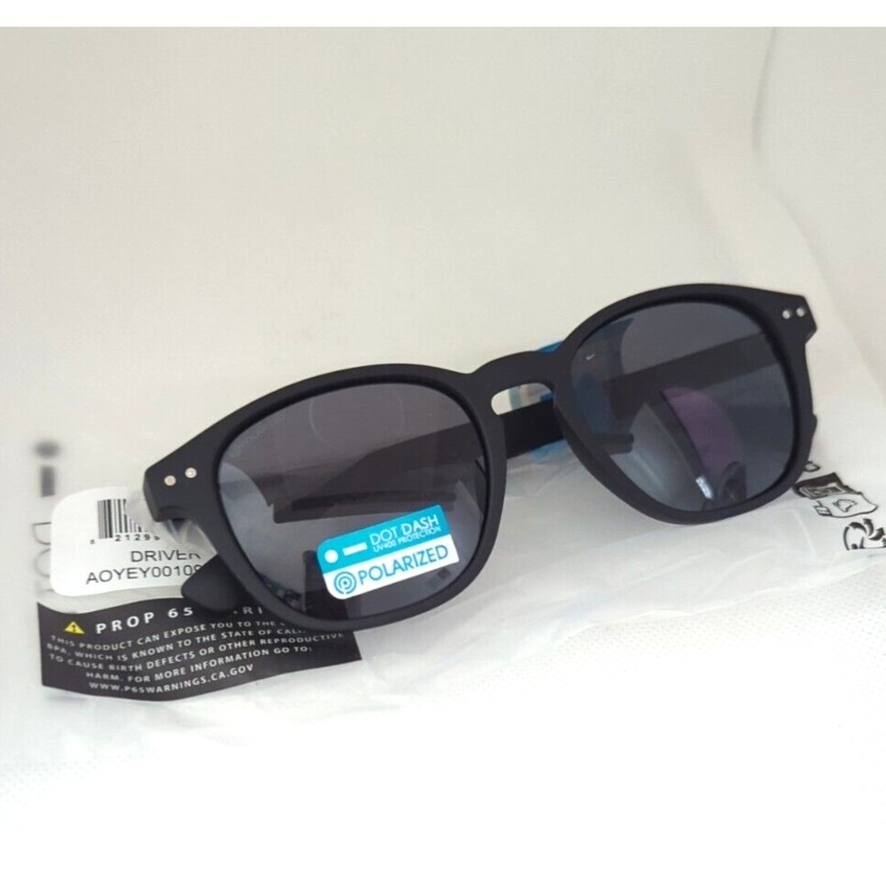 Dot Dash Driver Round‎ Unisex Polarized Sunglasses - Matte Black/Black
